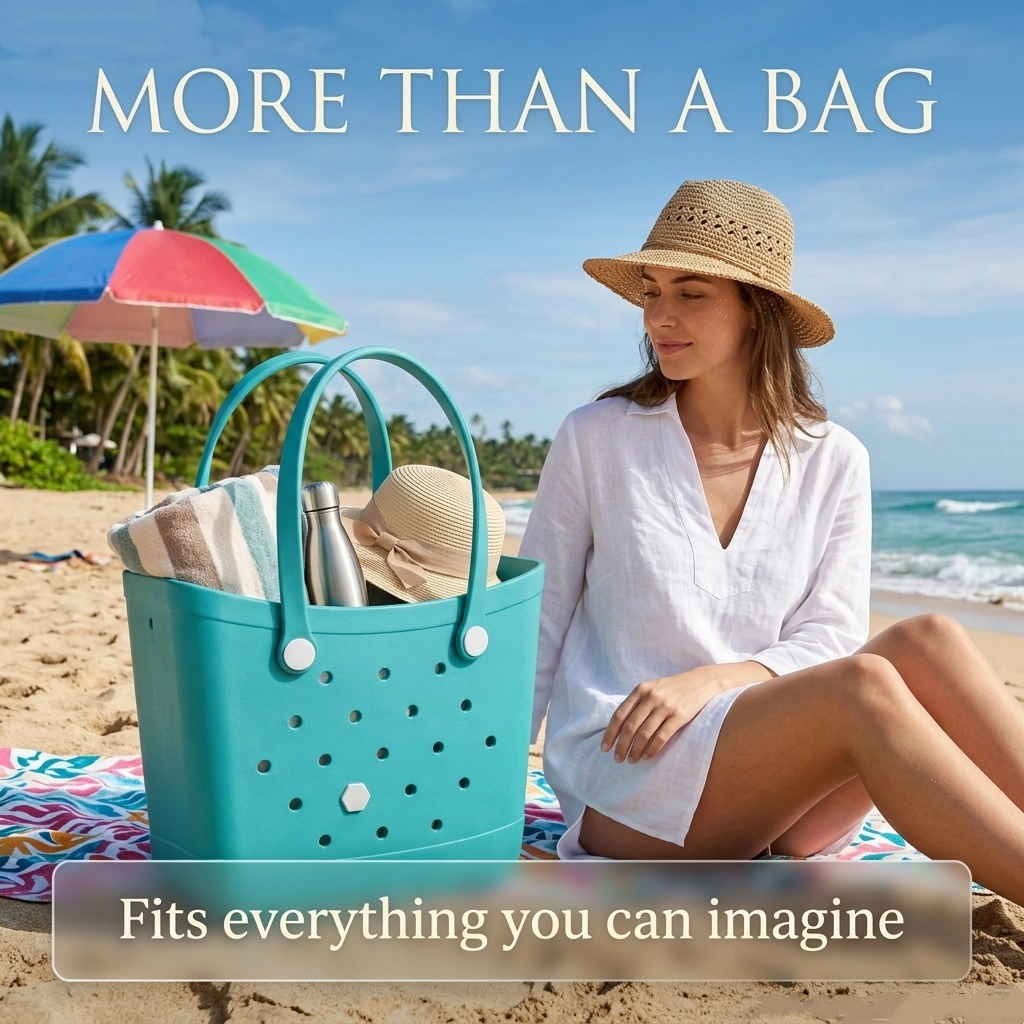 SOTEKOU breathable mesh beach bag with hollow drainage – quick-dry tote for travel and sports